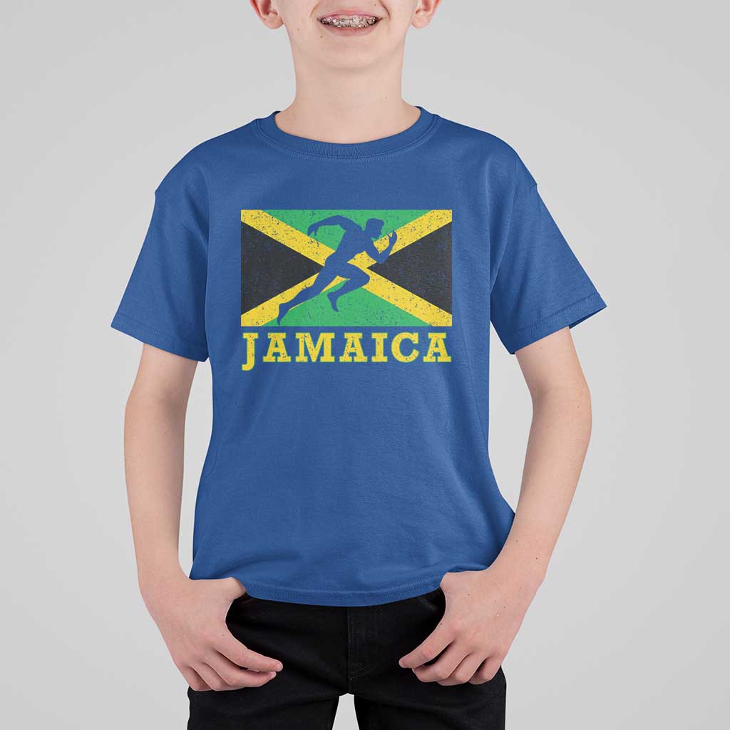 Jamaican Flag Track And Field T Shirt For Kid Retro Vintage Jamaica Runner Track Team - Wonder Print Shop