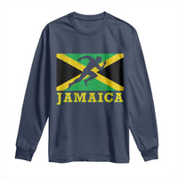 Jamaican Flag Track And Field Long Sleeve Shirt Retro Vintage Jamaica Runner Track Team - Wonder Print Shop