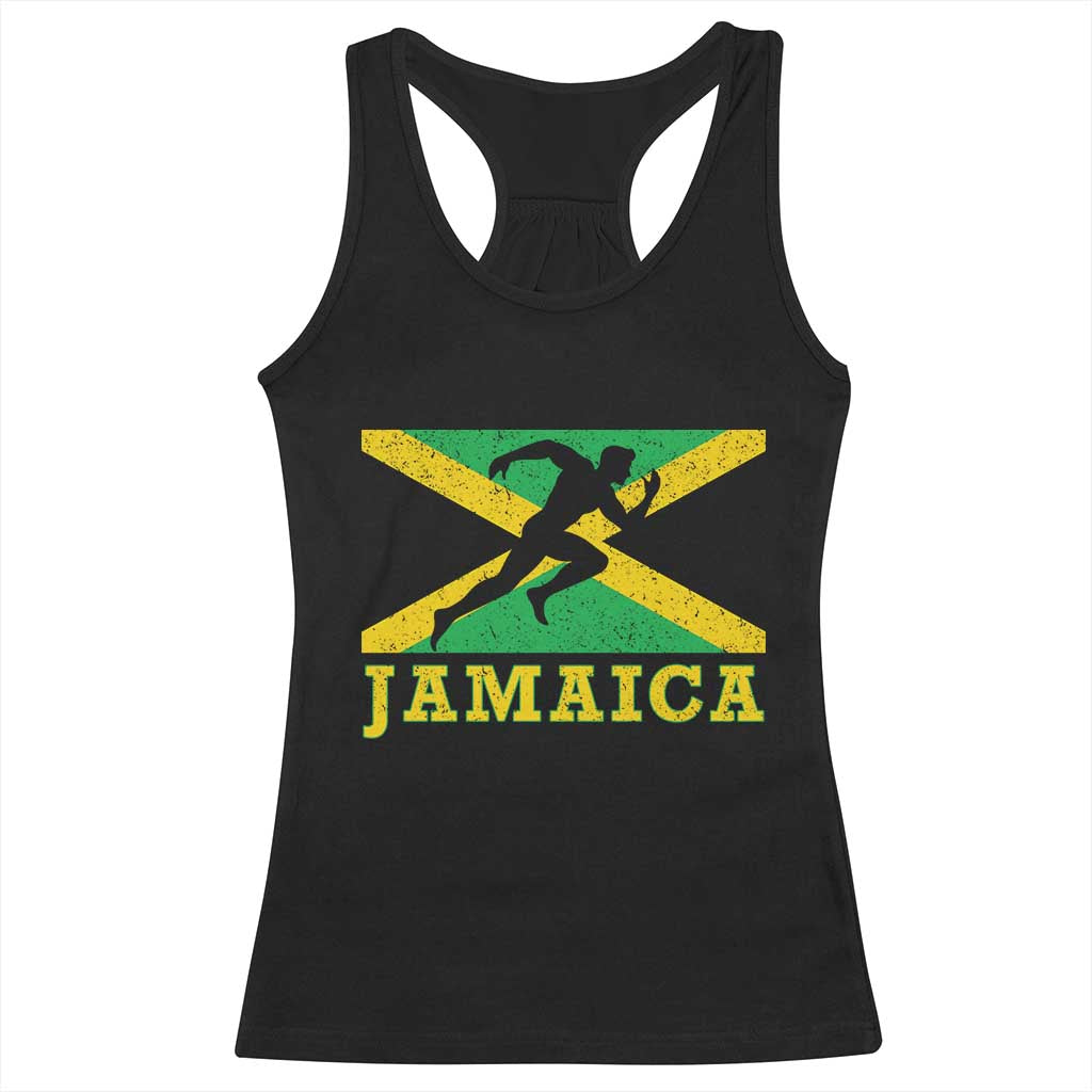 Jamaican Flag Track And Field Racerback Tank Top Retro Vintage Jamaica Runner Track Team - Wonder Print Shop
