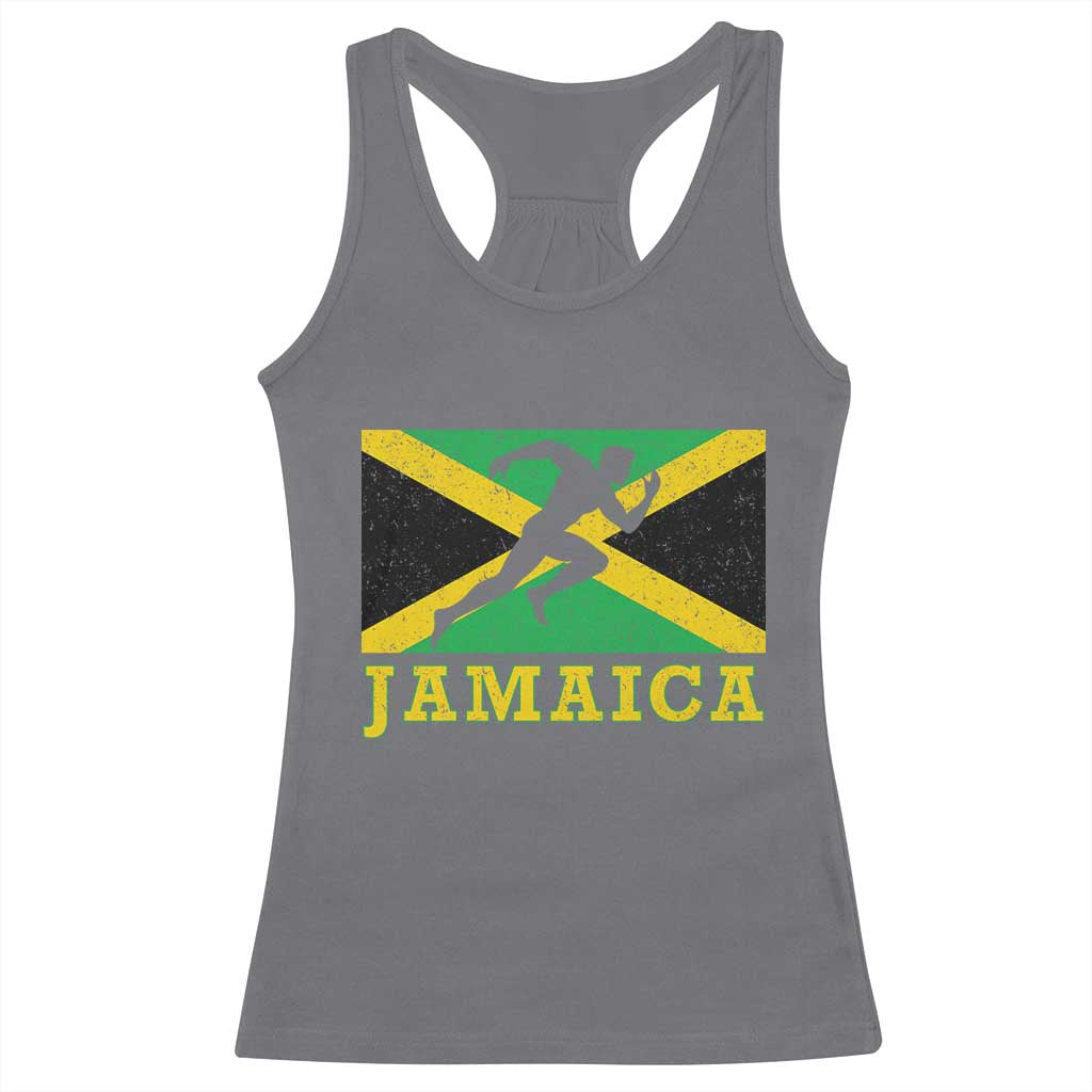 Jamaican Flag Track And Field Racerback Tank Top Retro Vintage Jamaica Runner Track Team - Wonder Print Shop