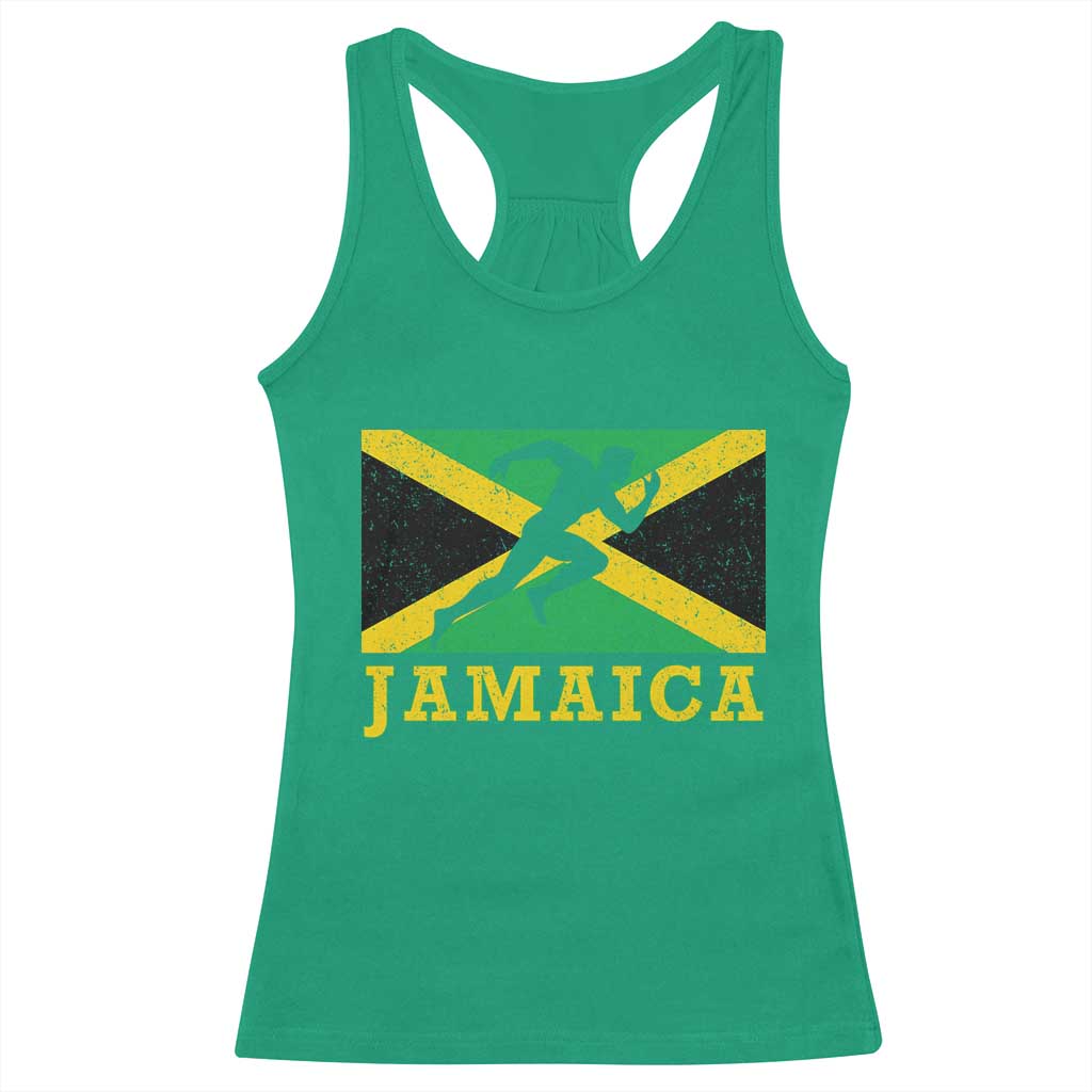 Jamaican Flag Track And Field Racerback Tank Top Retro Vintage Jamaica Runner Track Team - Wonder Print Shop