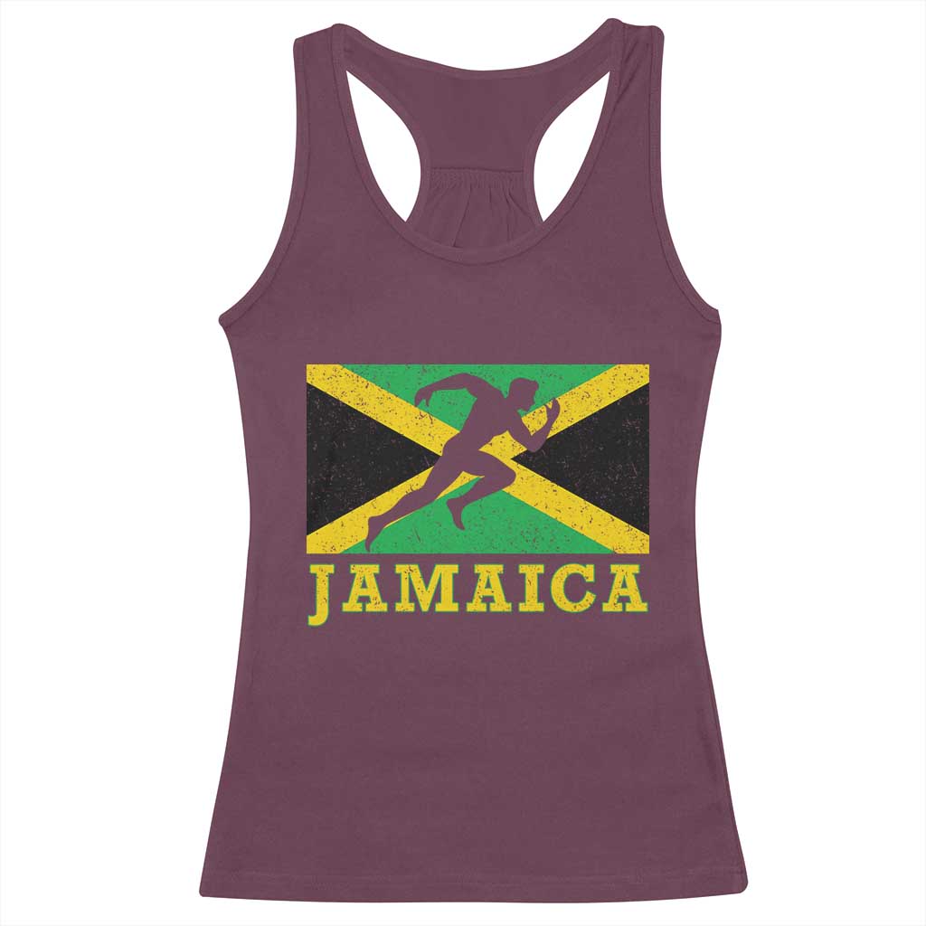 Jamaican Flag Track And Field Racerback Tank Top Retro Vintage Jamaica Runner Track Team - Wonder Print Shop