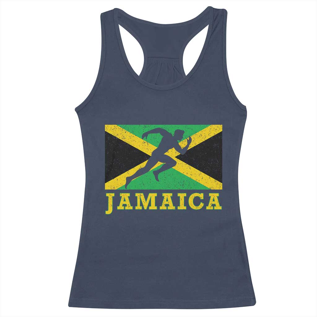 Jamaican Flag Track And Field Racerback Tank Top Retro Vintage Jamaica Runner Track Team - Wonder Print Shop
