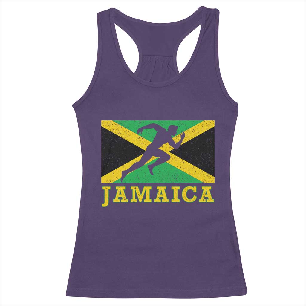 Jamaican Flag Track And Field Racerback Tank Top Retro Vintage Jamaica Runner Track Team - Wonder Print Shop