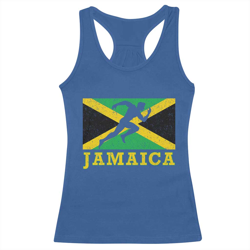 Jamaican Flag Track And Field Racerback Tank Top Retro Vintage Jamaica Runner Track Team - Wonder Print Shop