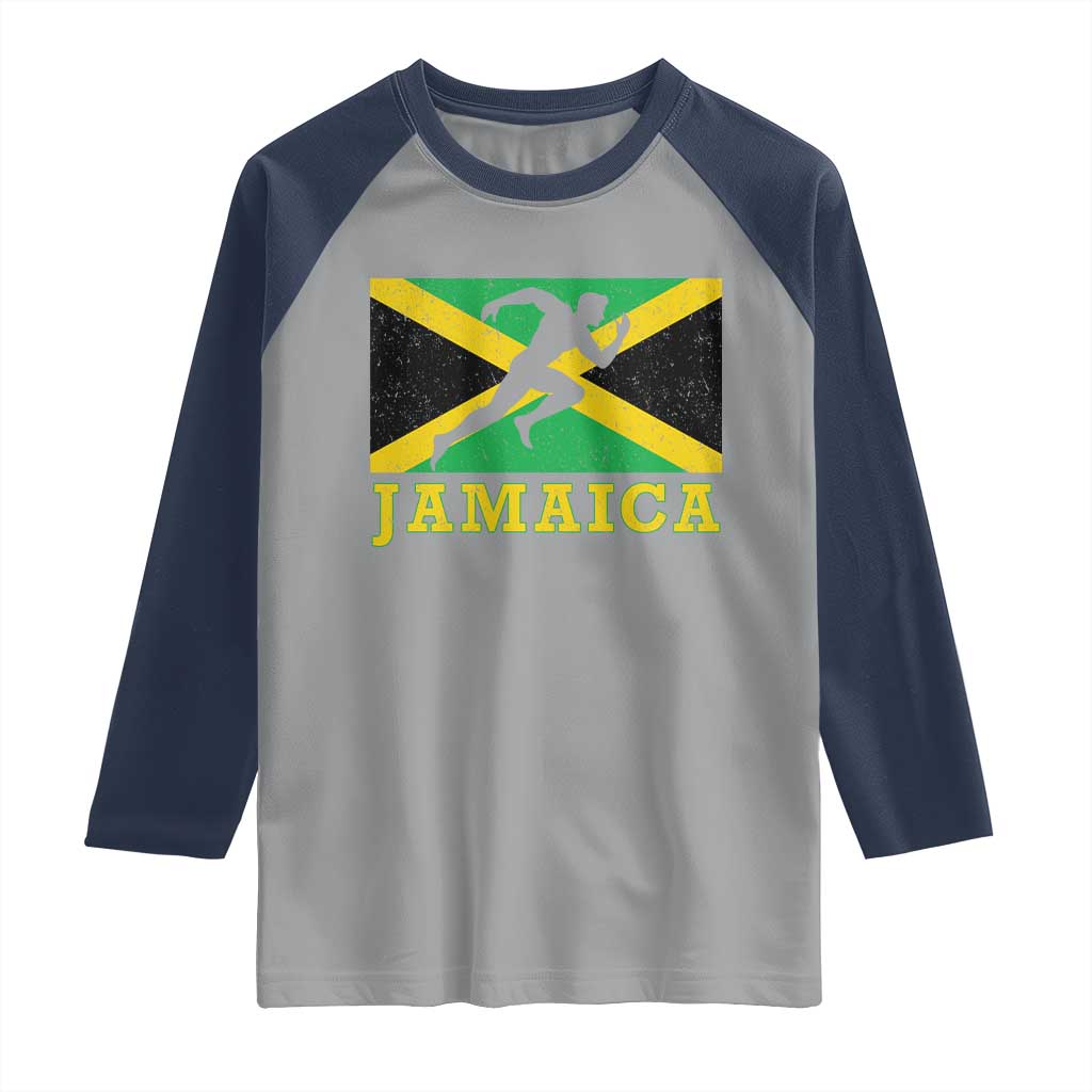 Jamaican Flag Track And Field Raglan Shirt Retro Vintage Jamaica Runner Track Team - Wonder Print Shop