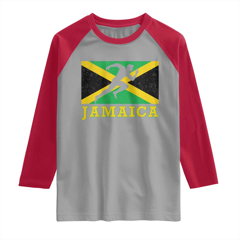 Jamaican Flag Track And Field Raglan Shirt Retro Vintage Jamaica Runner Track Team - Wonder Print Shop