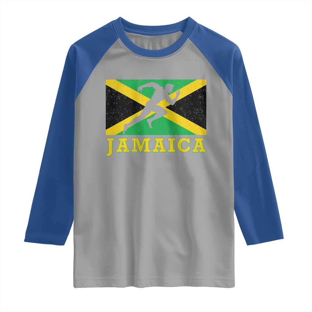 Jamaican Flag Track And Field Raglan Shirt Retro Vintage Jamaica Runner Track Team - Wonder Print Shop