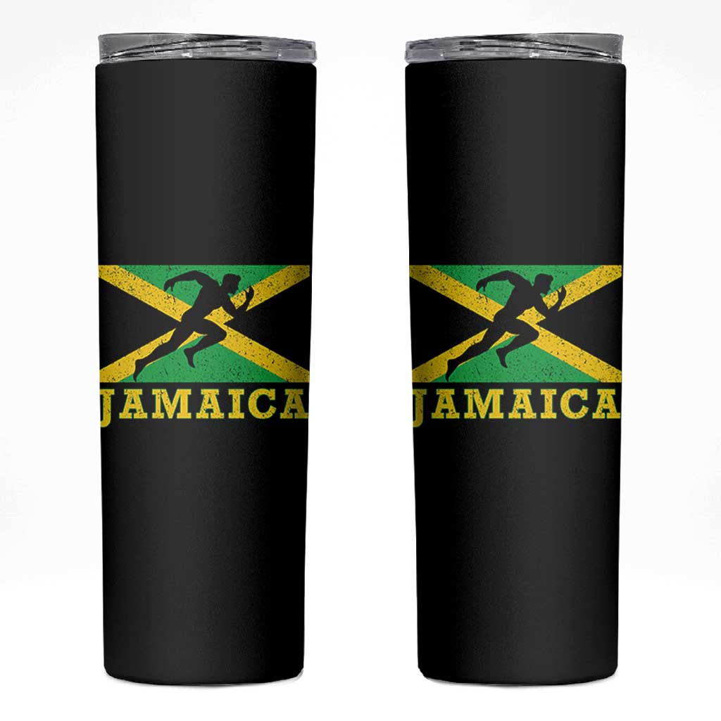 Jamaican Flag Track And Field Skinny Tumbler Retro Vintage Jamaica Runner Track Team - Wonder Print Shop