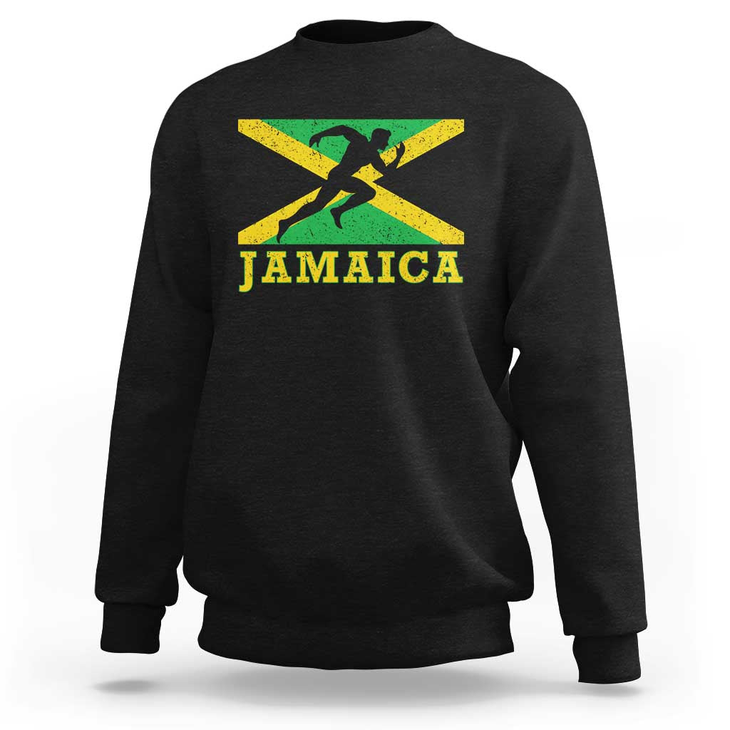 Jamaican Flag Track And Field Sweatshirt Retro Vintage Jamaica Runner Track Team - Wonder Print Shop
