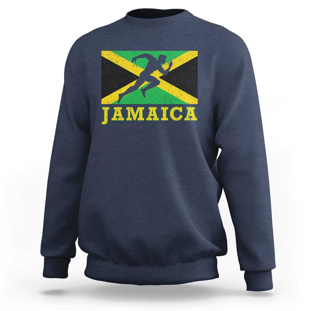Jamaican Flag Track And Field Sweatshirt Retro Vintage Jamaica Runner Track Team - Wonder Print Shop
