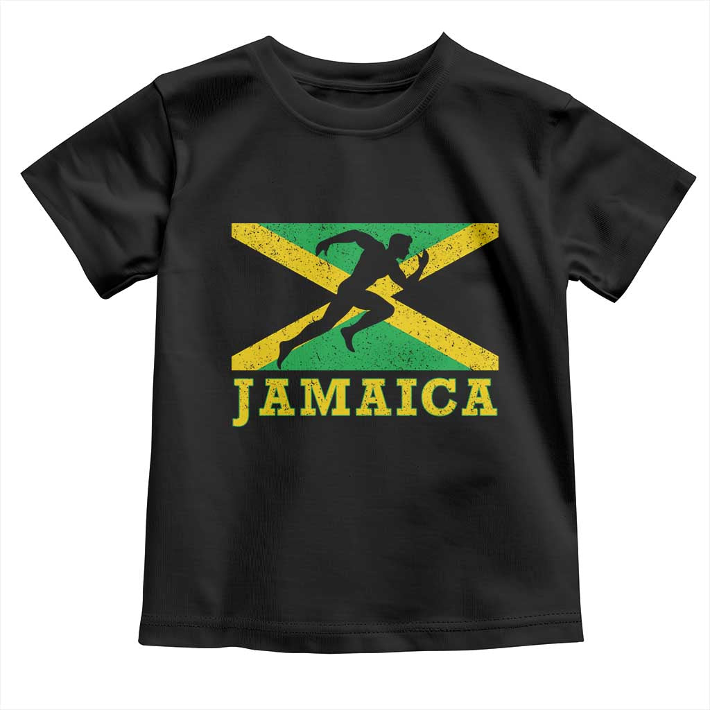 Jamaican Flag Track And Field Toddler T Shirt Retro Vintage Jamaica Runner Track Team - Wonder Print Shop