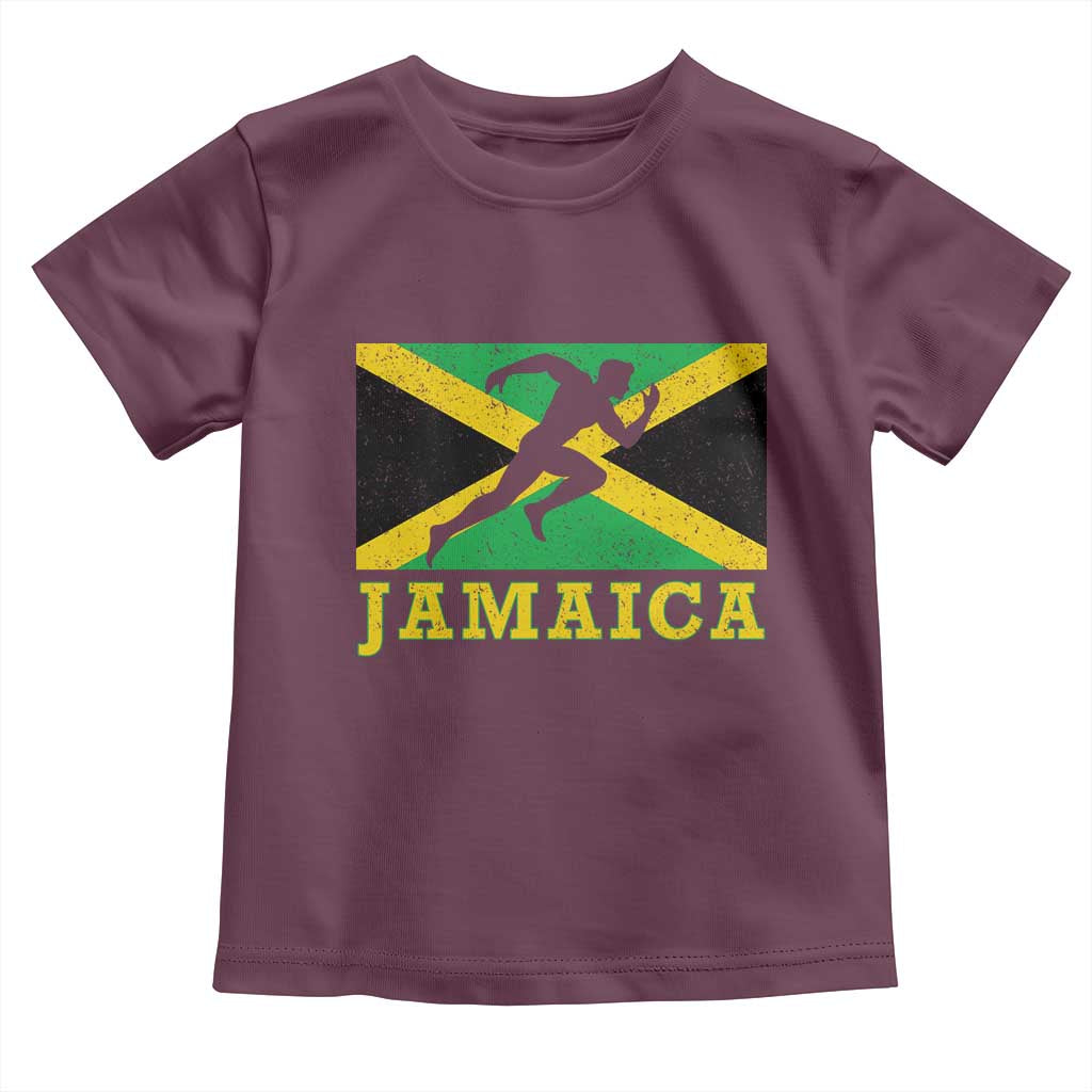 Jamaican Flag Track And Field Toddler T Shirt Retro Vintage Jamaica Runner Track Team - Wonder Print Shop