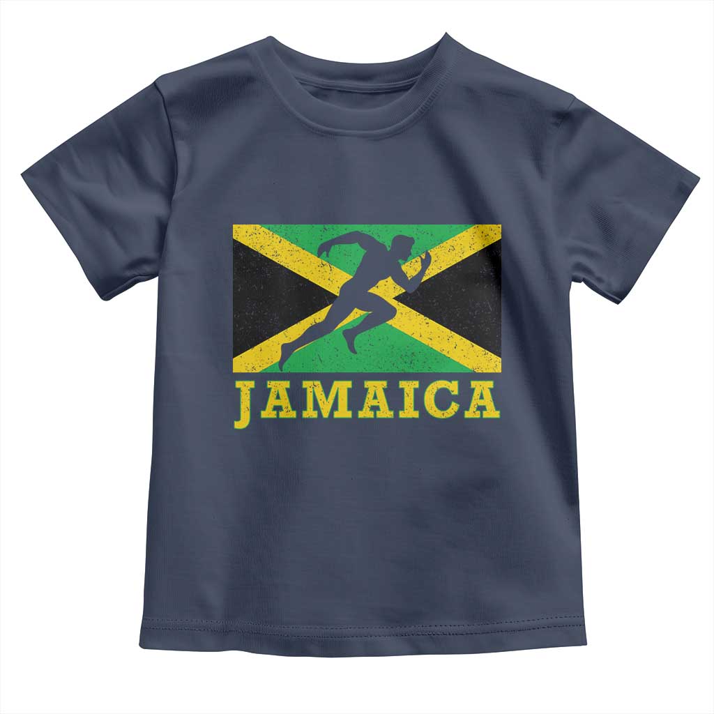 Jamaican Flag Track And Field Toddler T Shirt Retro Vintage Jamaica Runner Track Team - Wonder Print Shop