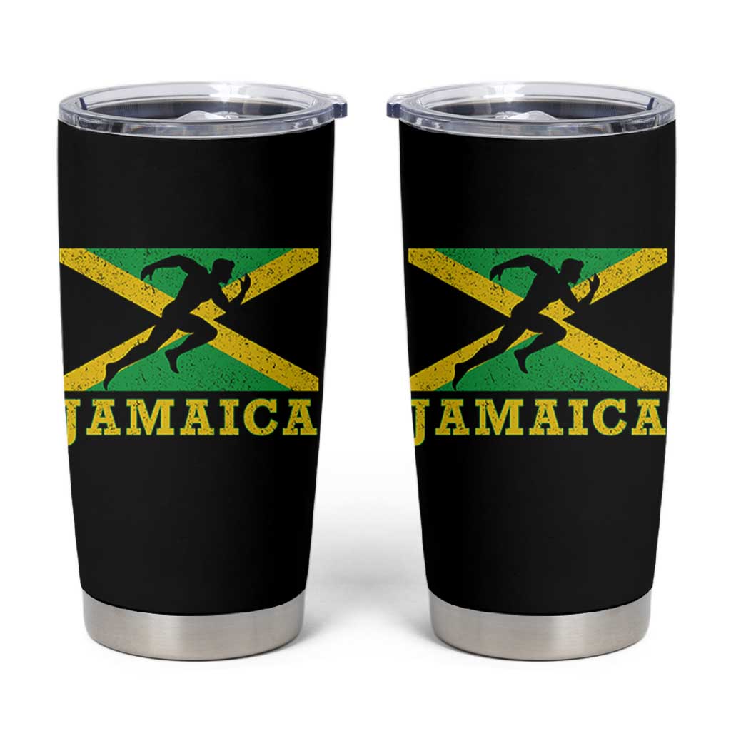 Jamaican Flag Track And Field Tumbler Cup Retro Vintage Jamaica Runner Track Team - Wonder Print Shop