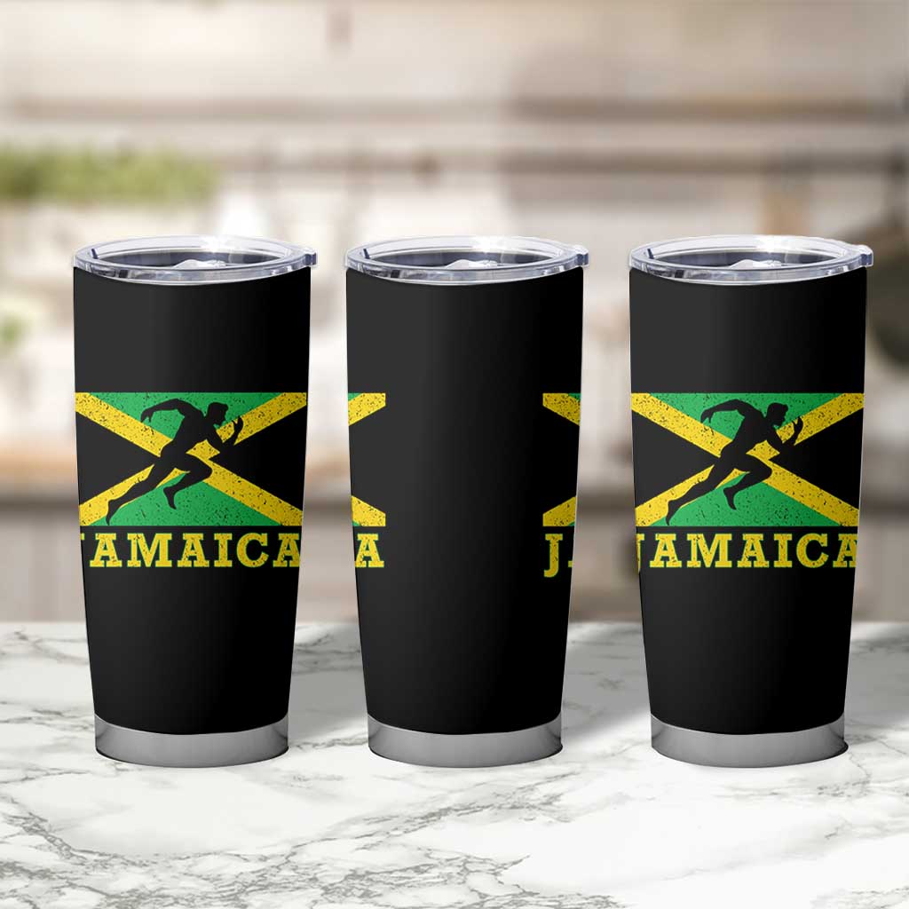 Jamaican Flag Track And Field Tumbler Cup Retro Vintage Jamaica Runner Track Team - Wonder Print Shop