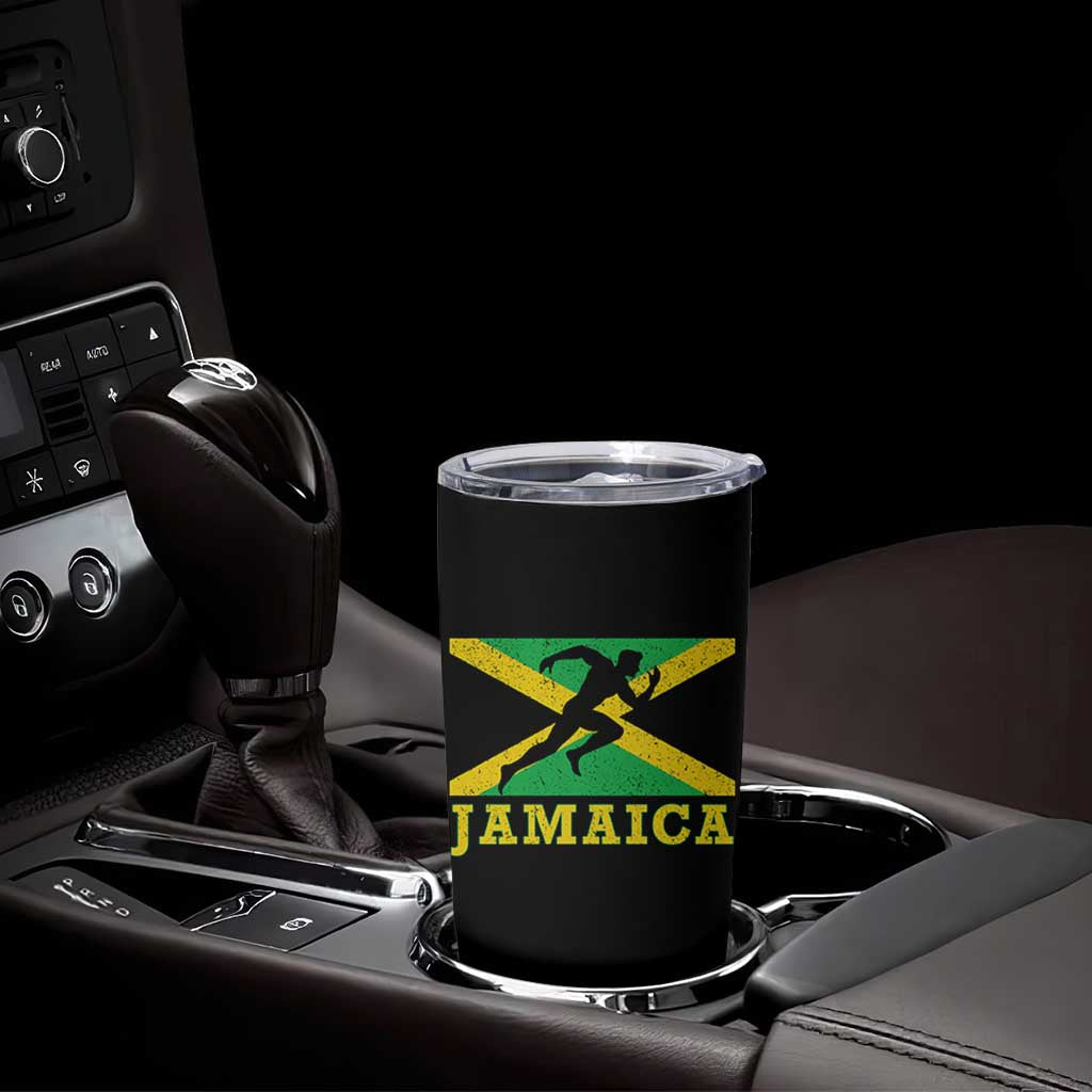 Jamaican Flag Track And Field Tumbler Cup Retro Vintage Jamaica Runner Track Team - Wonder Print Shop