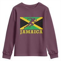 Jamaican Flag Track And Field Youth Sweatshirt Retro Vintage Jamaica Runner Track Team - Wonder Print Shop
