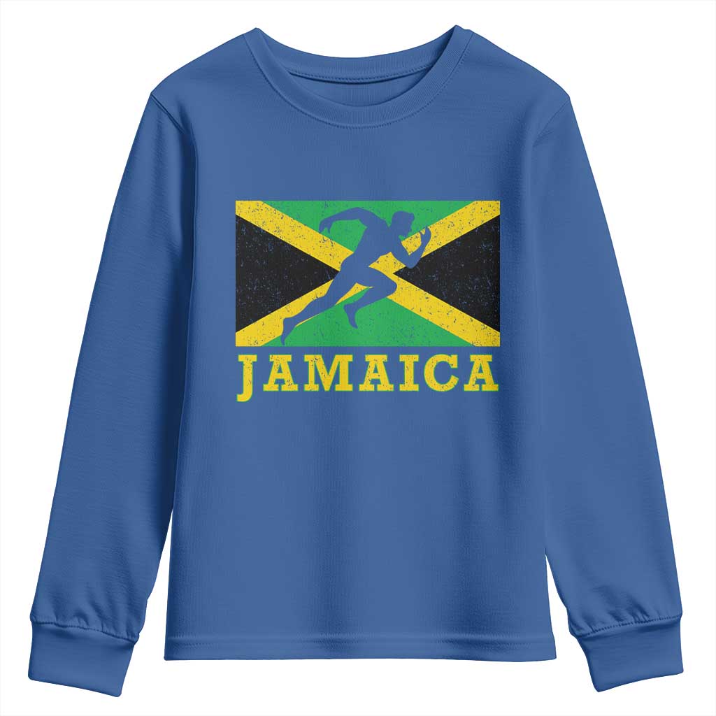 Jamaican Flag Track And Field Youth Sweatshirt Retro Vintage Jamaica Runner Track Team - Wonder Print Shop