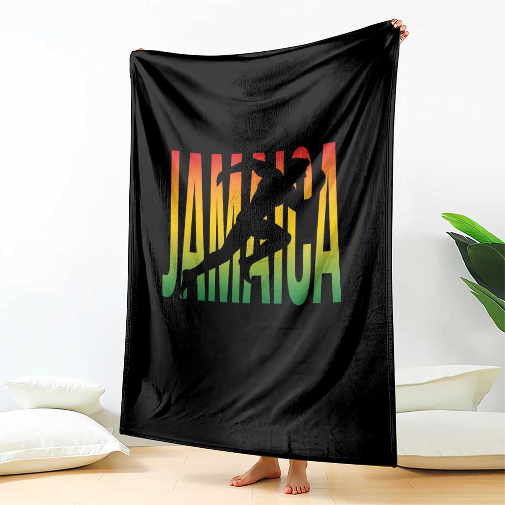 Jamaica Track And Field Throw Blanket Retro Vintage Sport Jamaican Flag - Wonder Print Shop