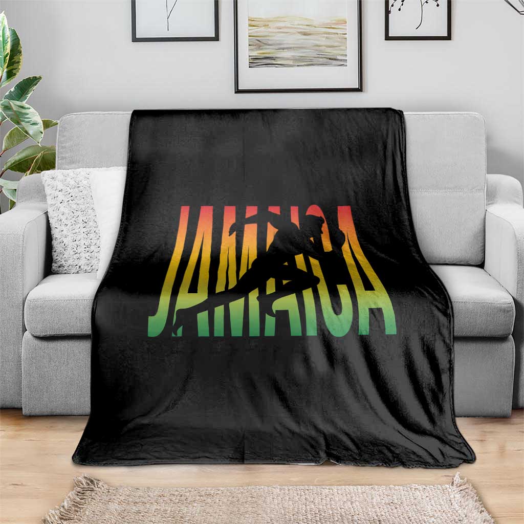 Jamaica Track And Field Throw Blanket Retro Vintage Sport Jamaican Flag - Wonder Print Shop