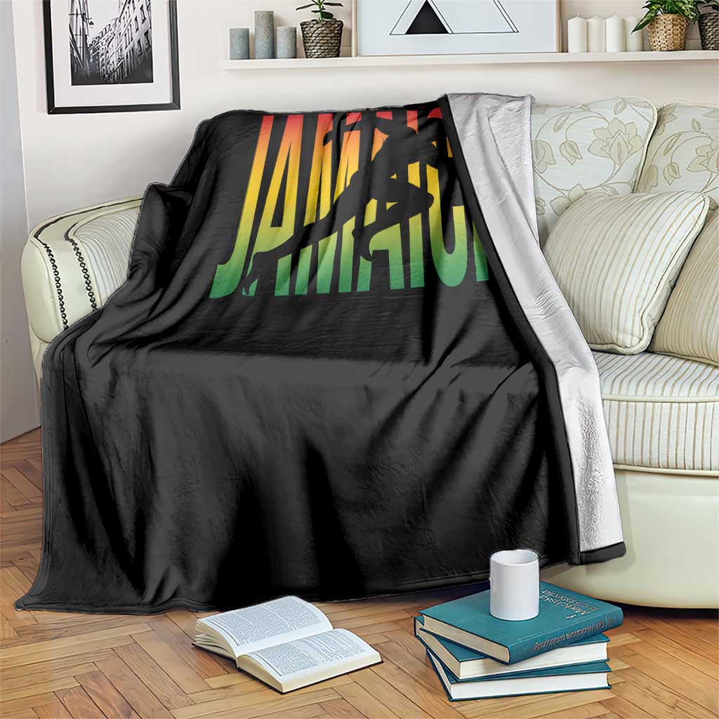 Jamaica Track And Field Throw Blanket Retro Vintage Sport Jamaican Flag - Wonder Print Shop