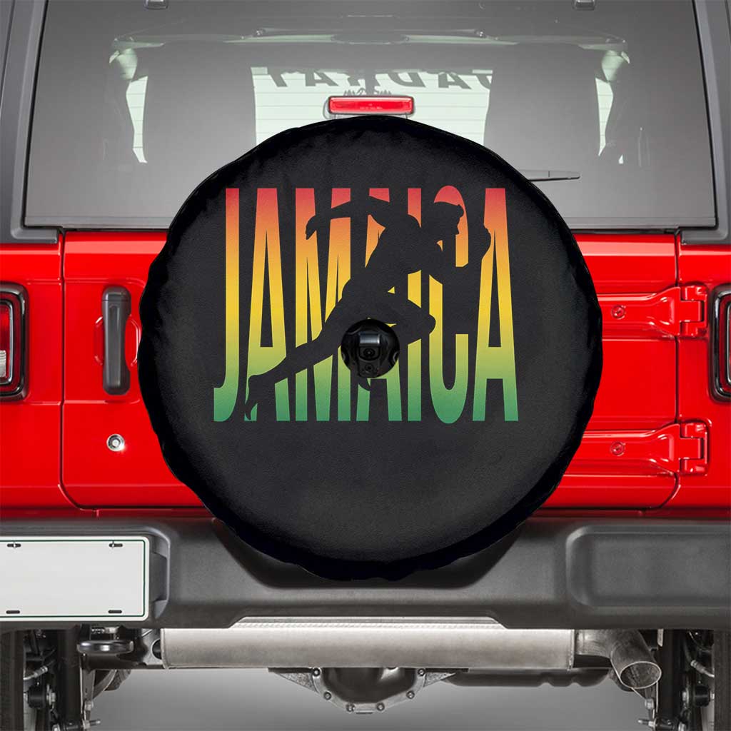 Jamaica Track And Field Spare Tire Cover Retro Vintage Sport Jamaican Flag - Wonder Print Shop