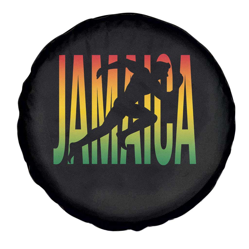 Jamaica Track And Field Spare Tire Cover Retro Vintage Sport Jamaican Flag - Wonder Print Shop