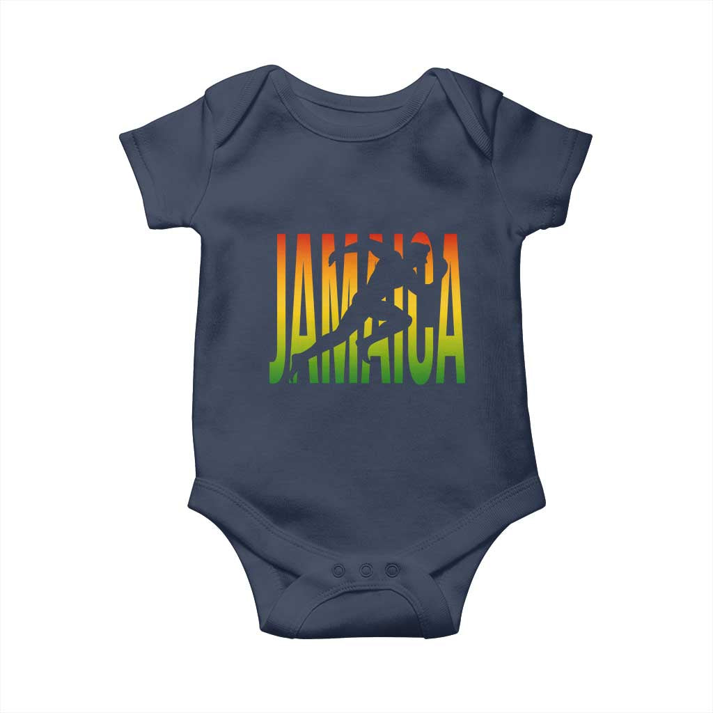 Jamaica Track And Field Baby Onesie Retro Vintage Sport Jamaican Flag - Wonder Print Shop