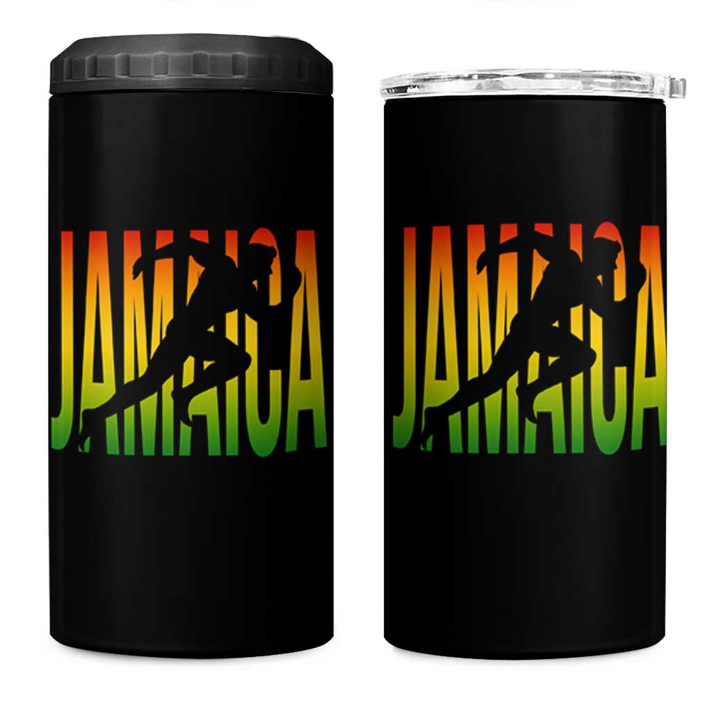 Jamaica Track And Field 4 in 1 Can Cooler Tumbler Retro Vintage Sport Jamaican Flag - Wonder Print Shop