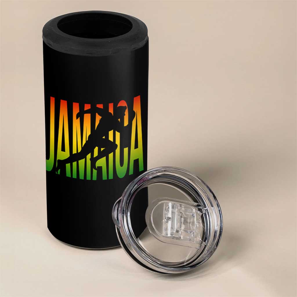 Jamaica Track And Field 4 in 1 Can Cooler Tumbler Retro Vintage Sport Jamaican Flag - Wonder Print Shop