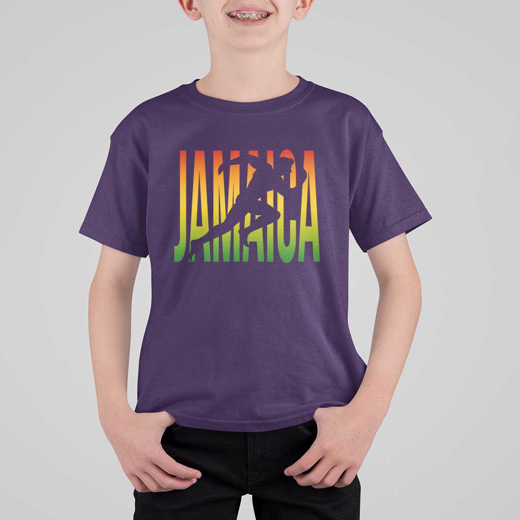 Jamaica Track And Field T Shirt For Kid Retro Vintage Sport Jamaican Flag - Wonder Print Shop