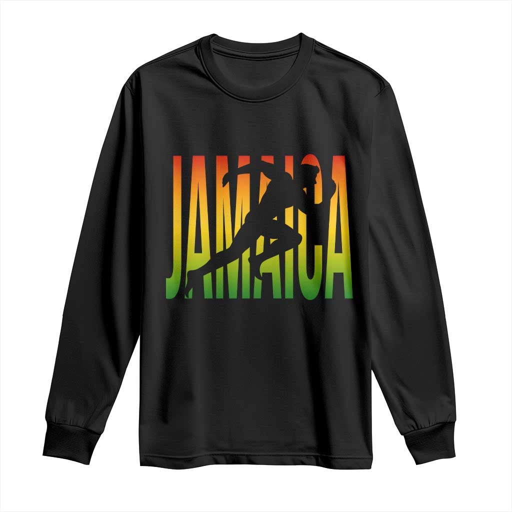 Jamaica Track And Field Long Sleeve Shirt Retro Vintage Sport Jamaican Flag - Wonder Print Shop