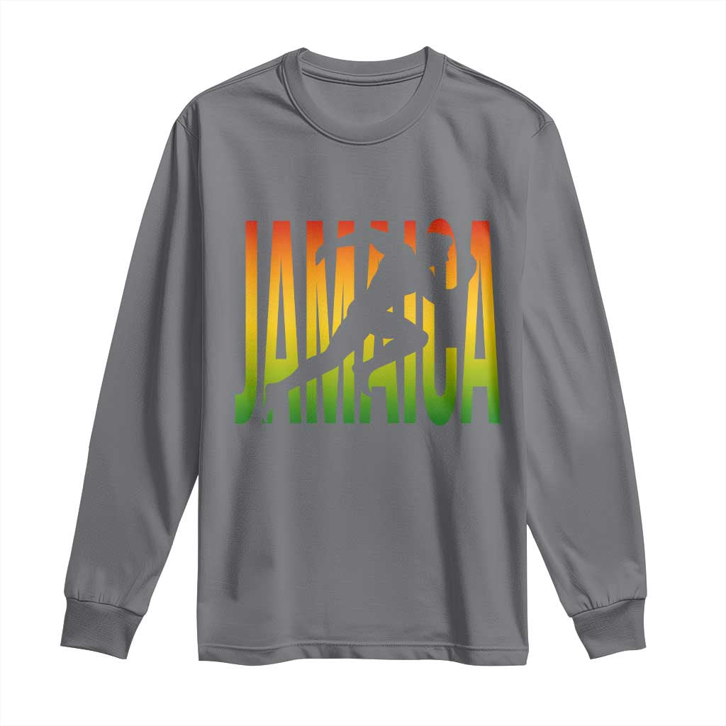 Jamaica Track And Field Long Sleeve Shirt Retro Vintage Sport Jamaican Flag - Wonder Print Shop