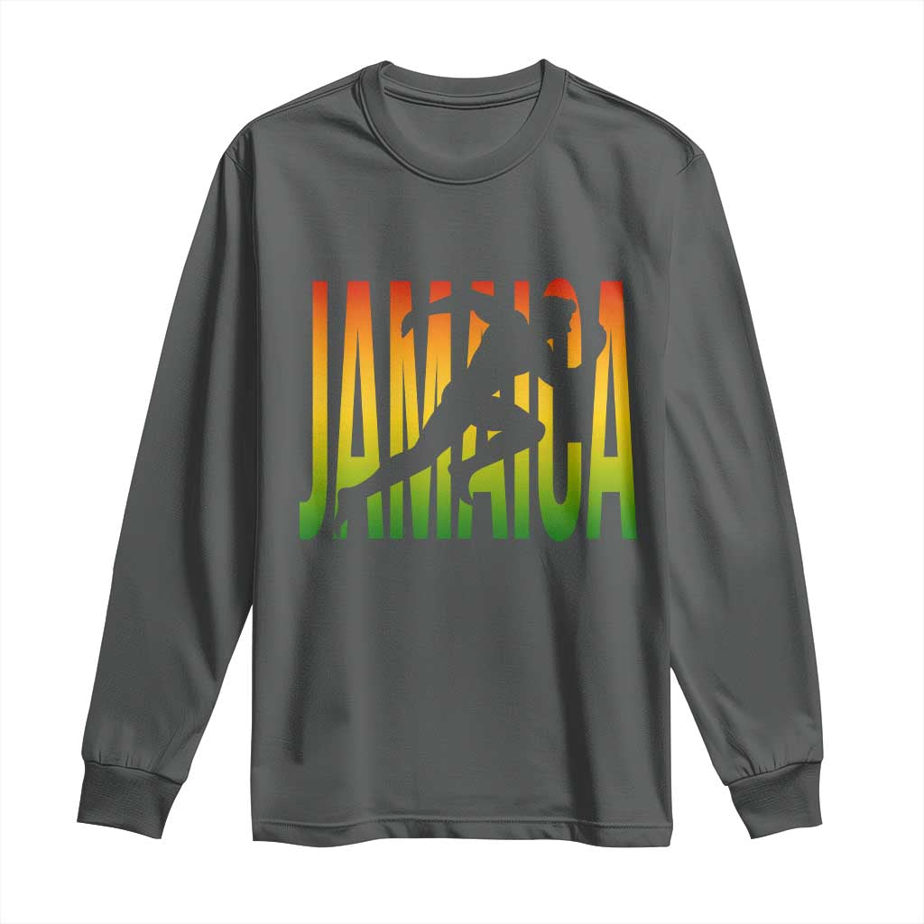 Jamaica Track And Field Long Sleeve Shirt Retro Vintage Sport Jamaican Flag - Wonder Print Shop
