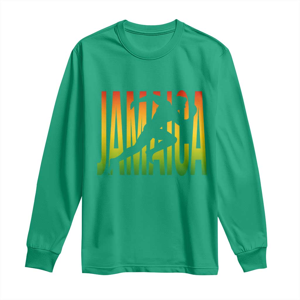 Jamaica Track And Field Long Sleeve Shirt Retro Vintage Sport Jamaican Flag - Wonder Print Shop