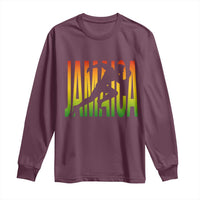 Jamaica Track And Field Long Sleeve Shirt Retro Vintage Sport Jamaican Flag - Wonder Print Shop