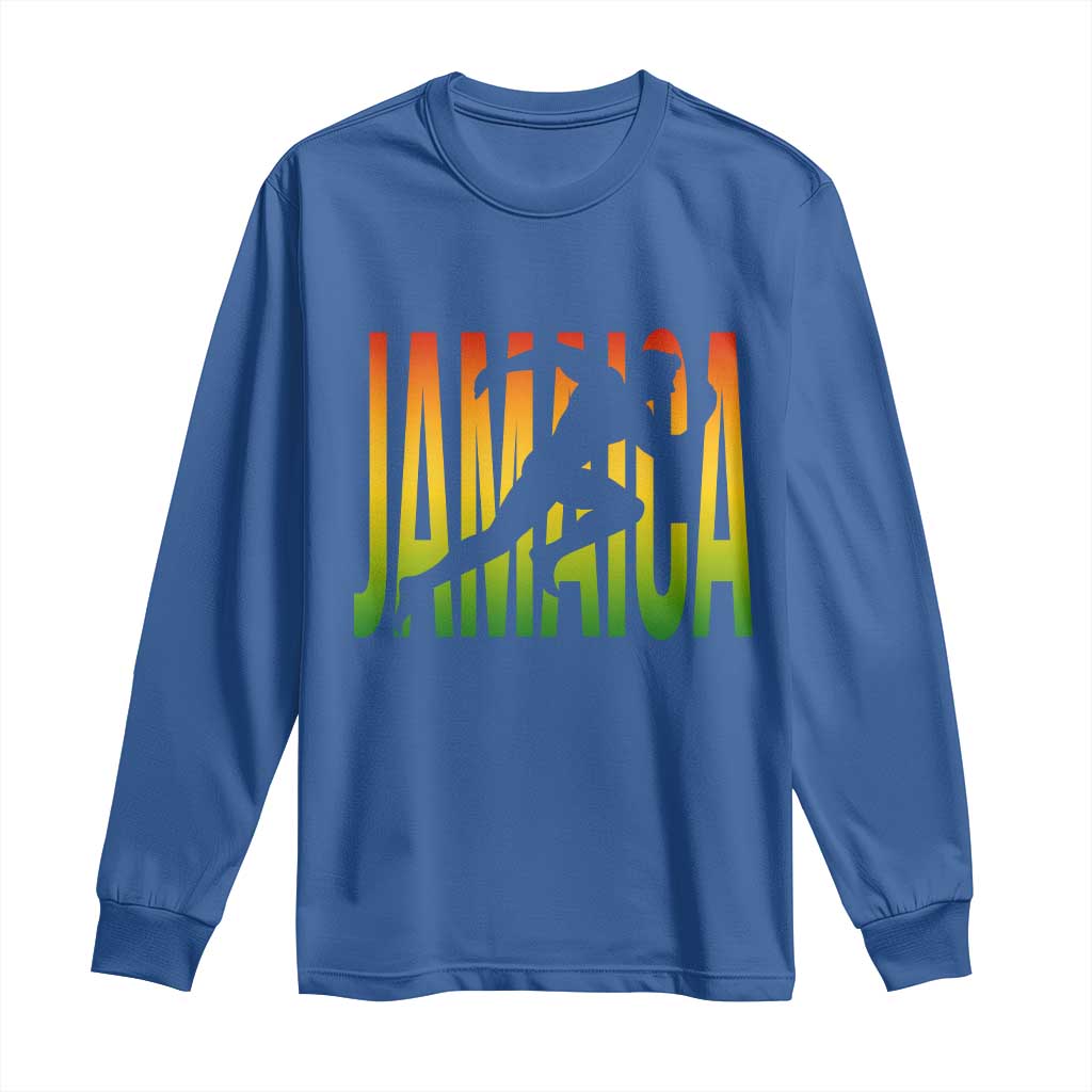 Jamaica Track And Field Long Sleeve Shirt Retro Vintage Sport Jamaican Flag - Wonder Print Shop