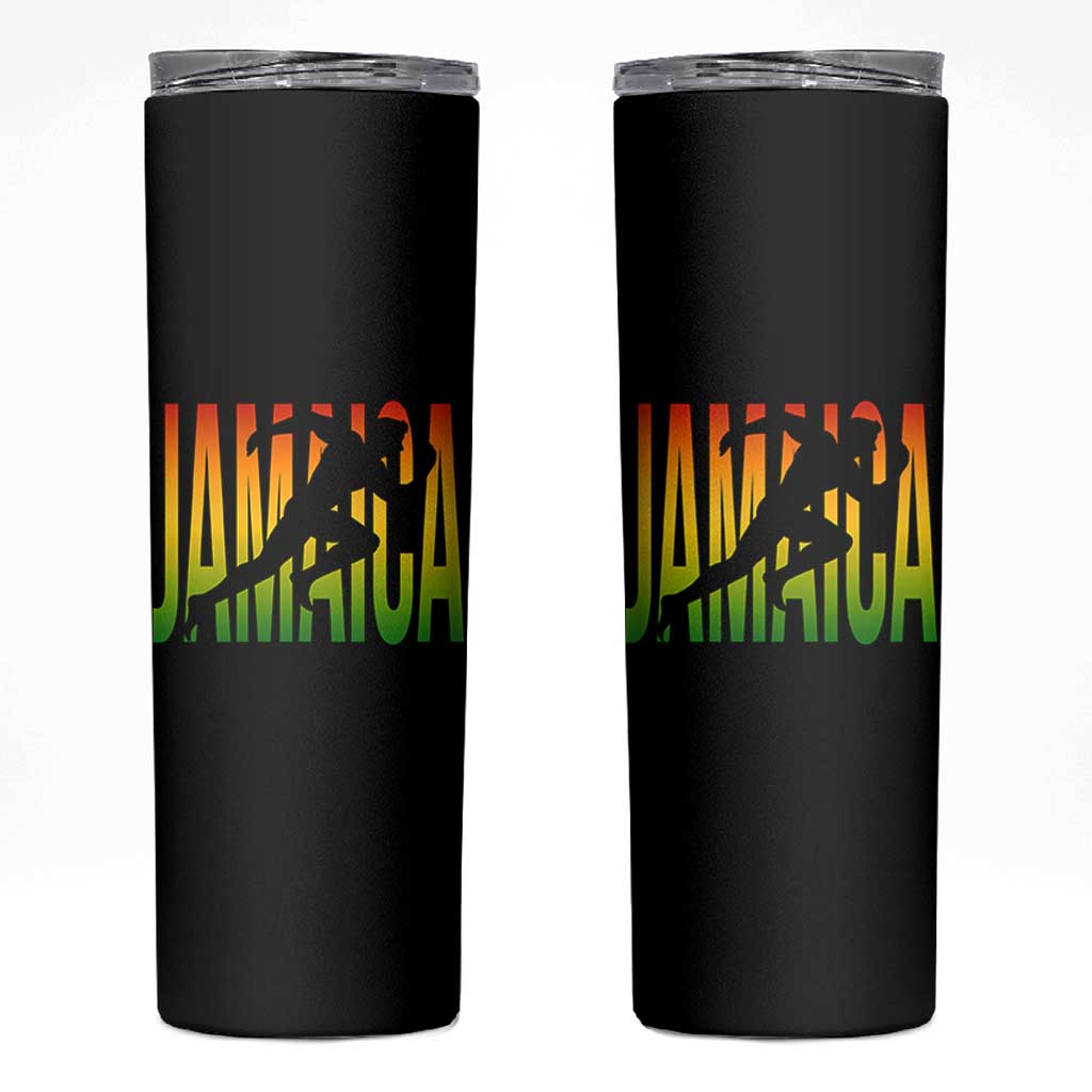 Jamaica Track And Field Skinny Tumbler Retro Vintage Sport Jamaican Flag - Wonder Print Shop