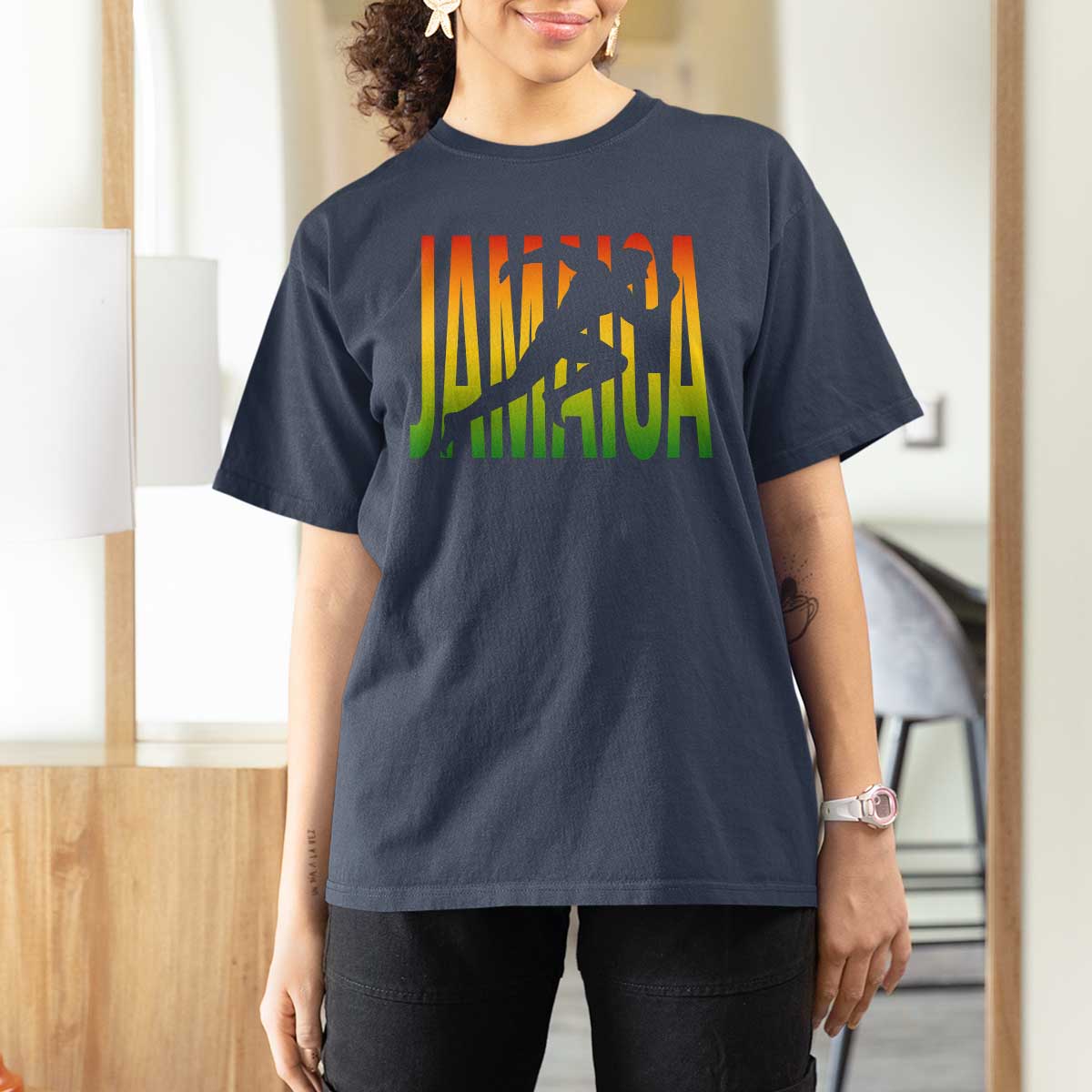 Jamaica Track And Field T Shirt For Women Retro Vintage Sport Jamaican Flag - Wonder Print Shop