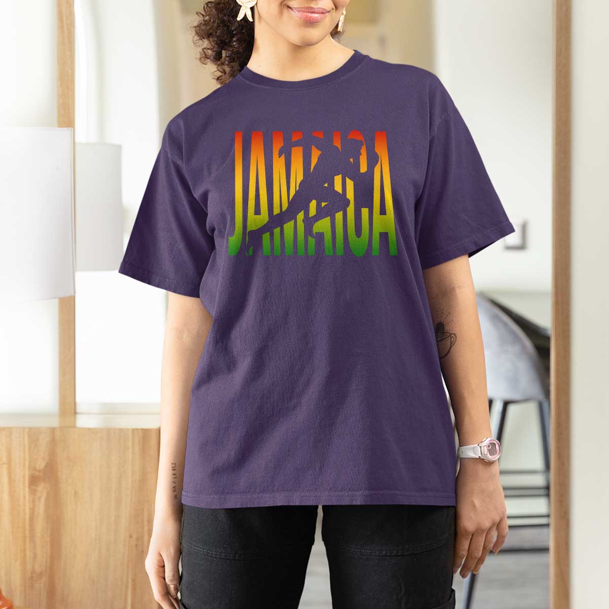 Jamaica Track And Field T Shirt For Women Retro Vintage Sport Jamaican Flag - Wonder Print Shop