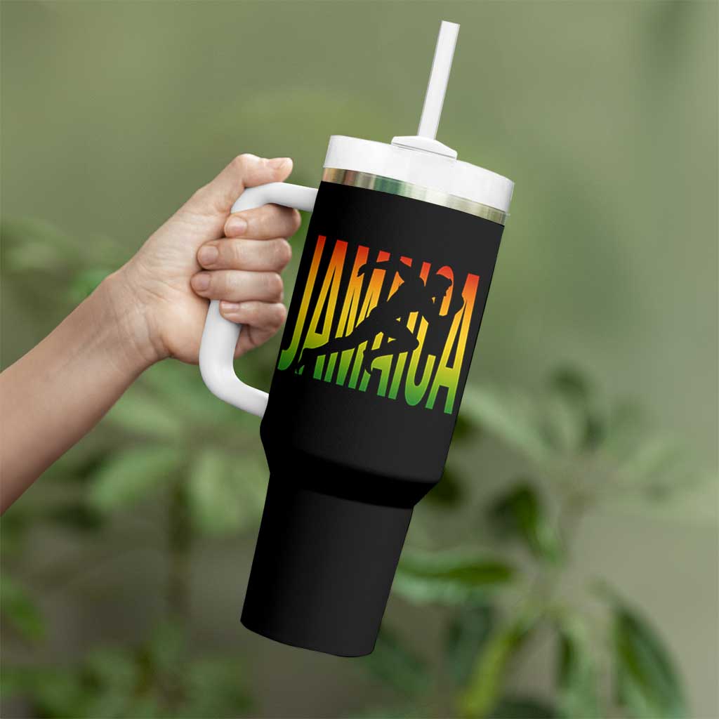 Jamaica Track And Field Tumbler With Handle Retro Vintage Sport Jamaican Flag - Wonder Print Shop