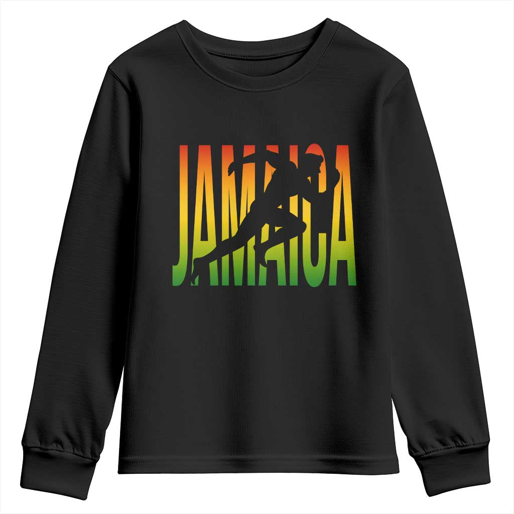 Jamaica Track And Field Youth Sweatshirt Retro Vintage Sport Jamaican Flag - Wonder Print Shop