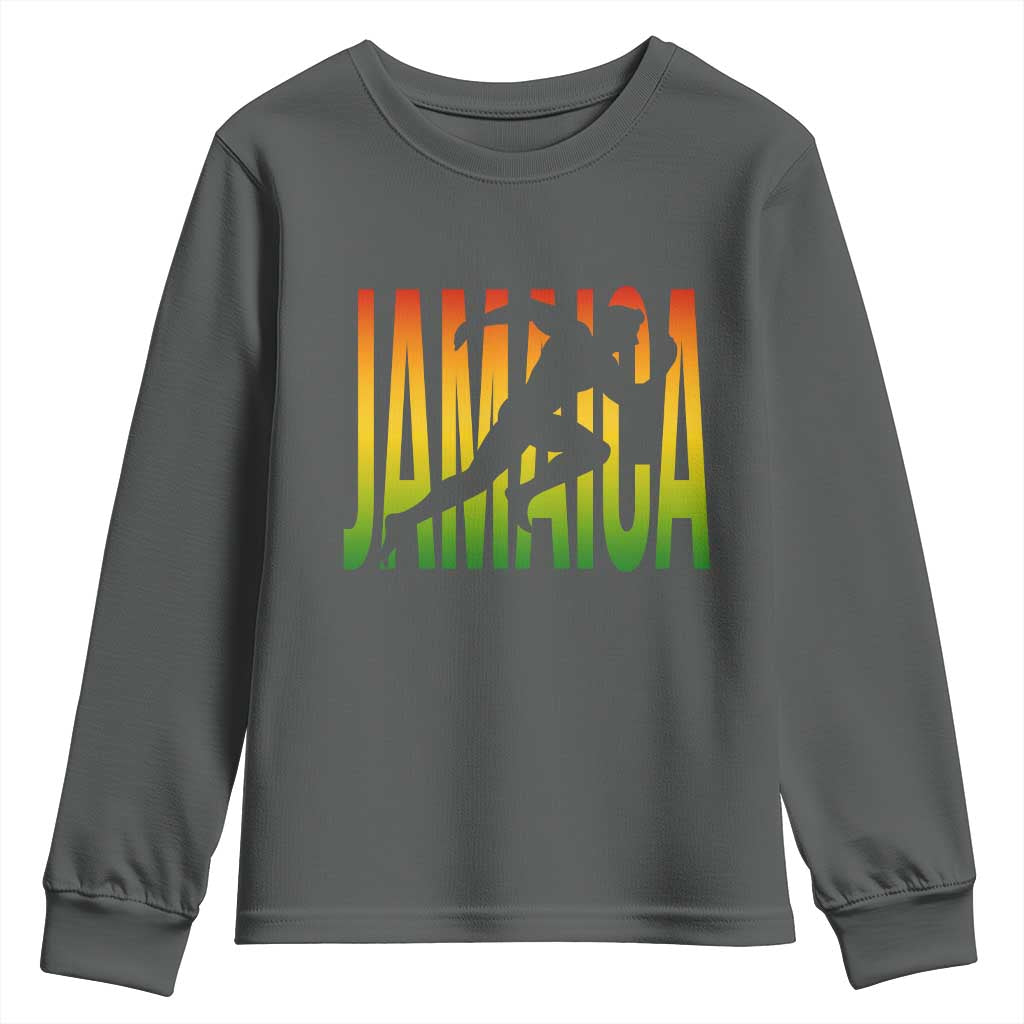 Jamaica Track And Field Youth Sweatshirt Retro Vintage Sport Jamaican Flag - Wonder Print Shop