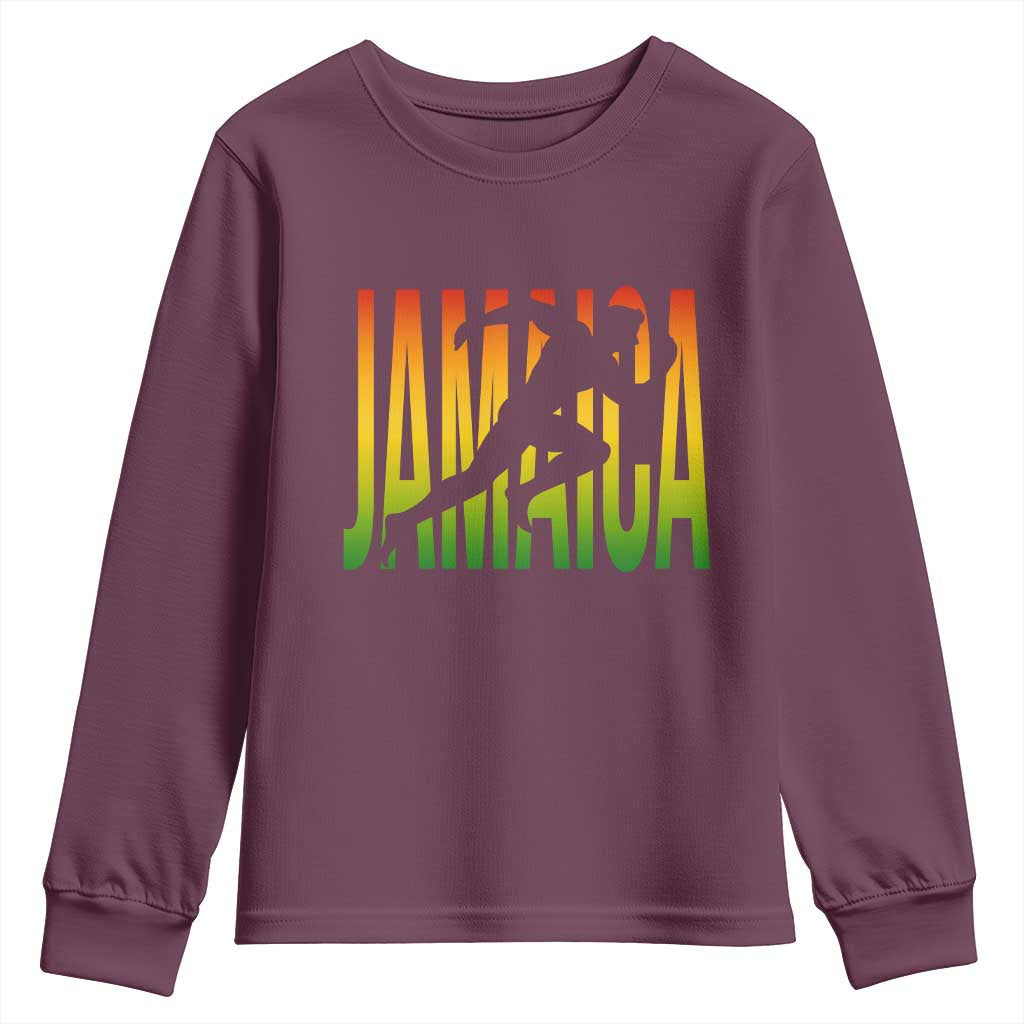 Jamaica Track And Field Youth Sweatshirt Retro Vintage Sport Jamaican Flag - Wonder Print Shop