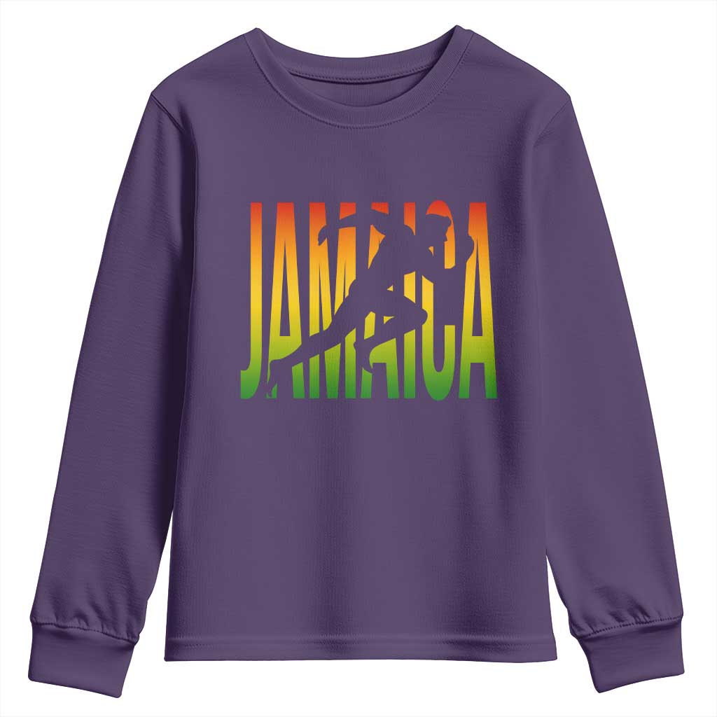 Jamaica Track And Field Youth Sweatshirt Retro Vintage Sport Jamaican Flag - Wonder Print Shop