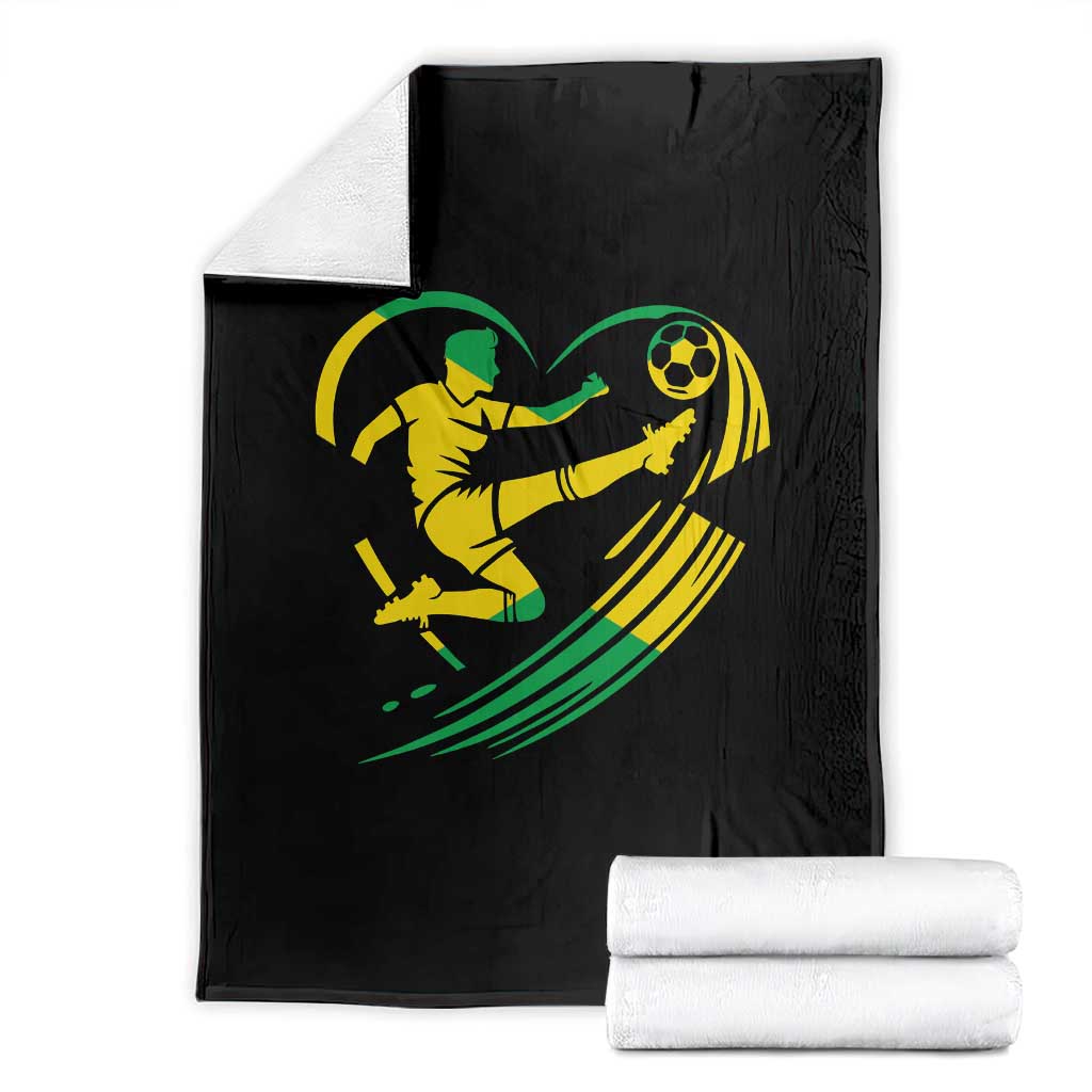 Jamaica Soccer Throw Blanket Jamaican Flag Reggae Football Caribbean Pride - Wonder Print Shop
