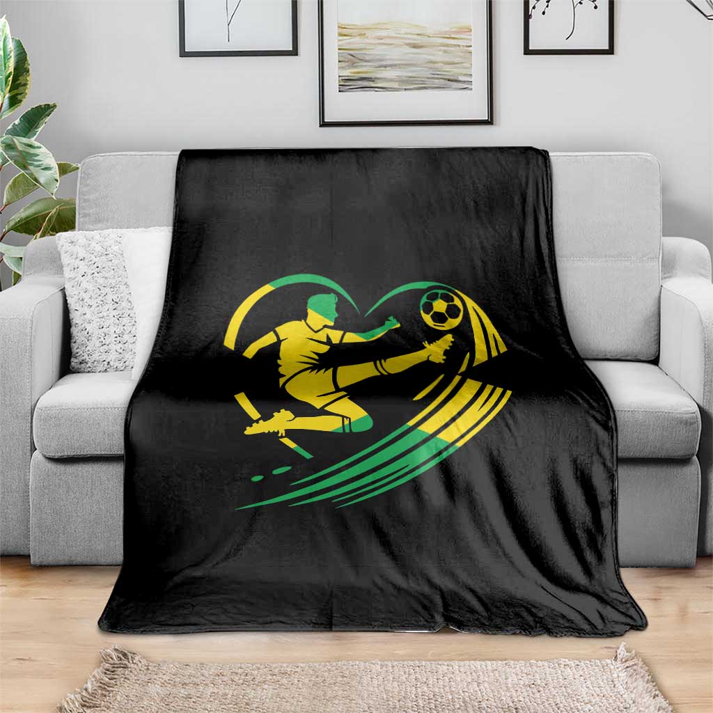 Jamaica Soccer Throw Blanket Jamaican Flag Reggae Football Caribbean Pride - Wonder Print Shop