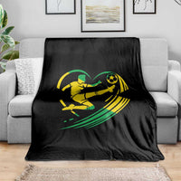 Jamaica Soccer Throw Blanket Jamaican Flag Reggae Football Caribbean Pride - Wonder Print Shop
