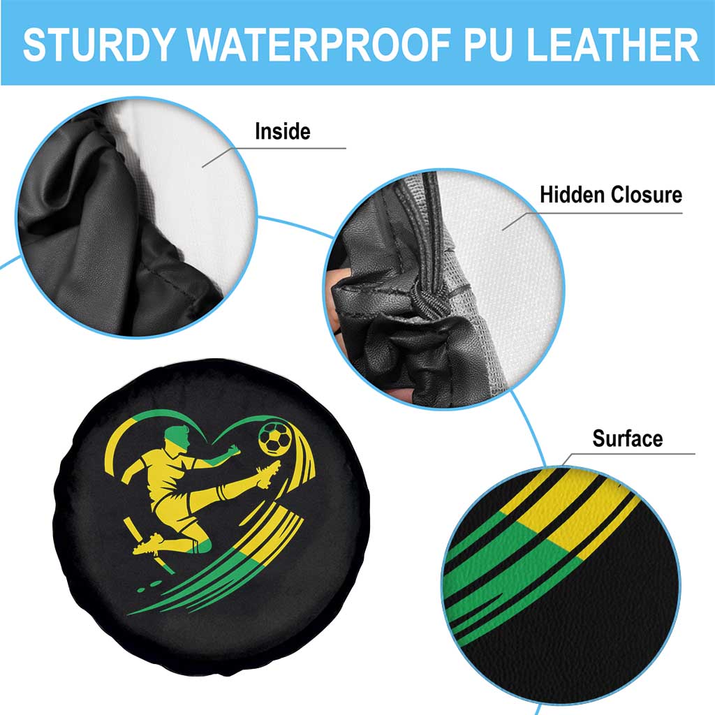 Jamaica Soccer Spare Tire Cover Jamaican Flag Reggae Football Caribbean Pride - Wonder Print Shop